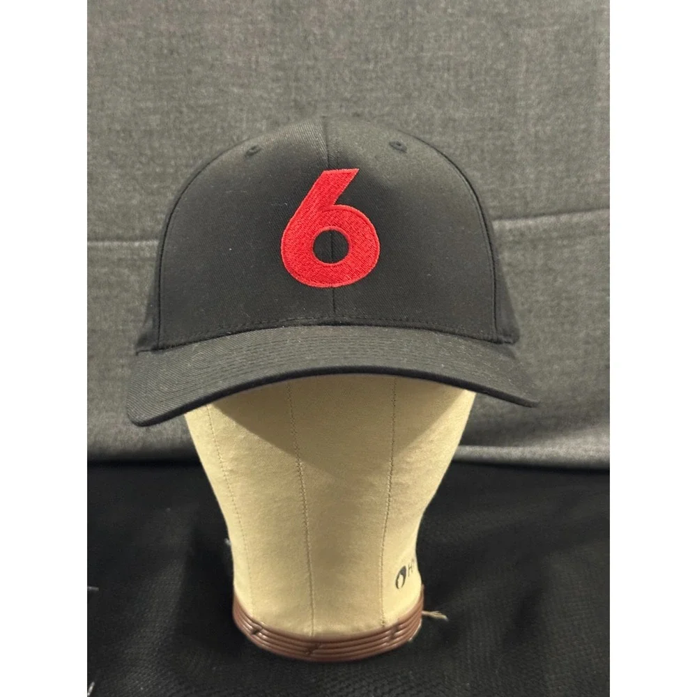 The Game Baseball Cap Men's One Size Black 6 Logo Classic Flexfit Stretch Hat